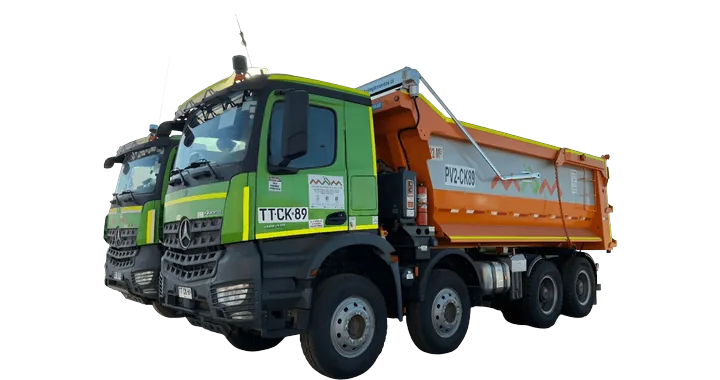 Camión tolva Mercedes-Benz Arocs verde y naranja de MPM